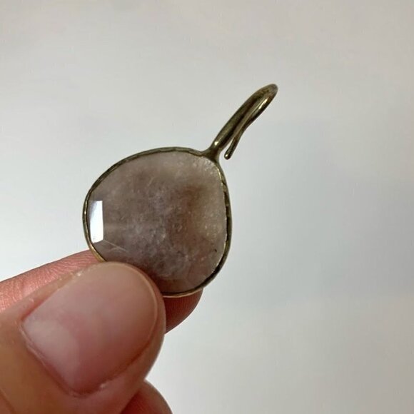 Smokey Quartz Gold Tone Faceted Tear Drop Earrings - Picture 2 of 7